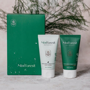 Forest Dust Gift Box ja tämän sisältämät Moi Forest Baby Cream ja Multipurpose Cream